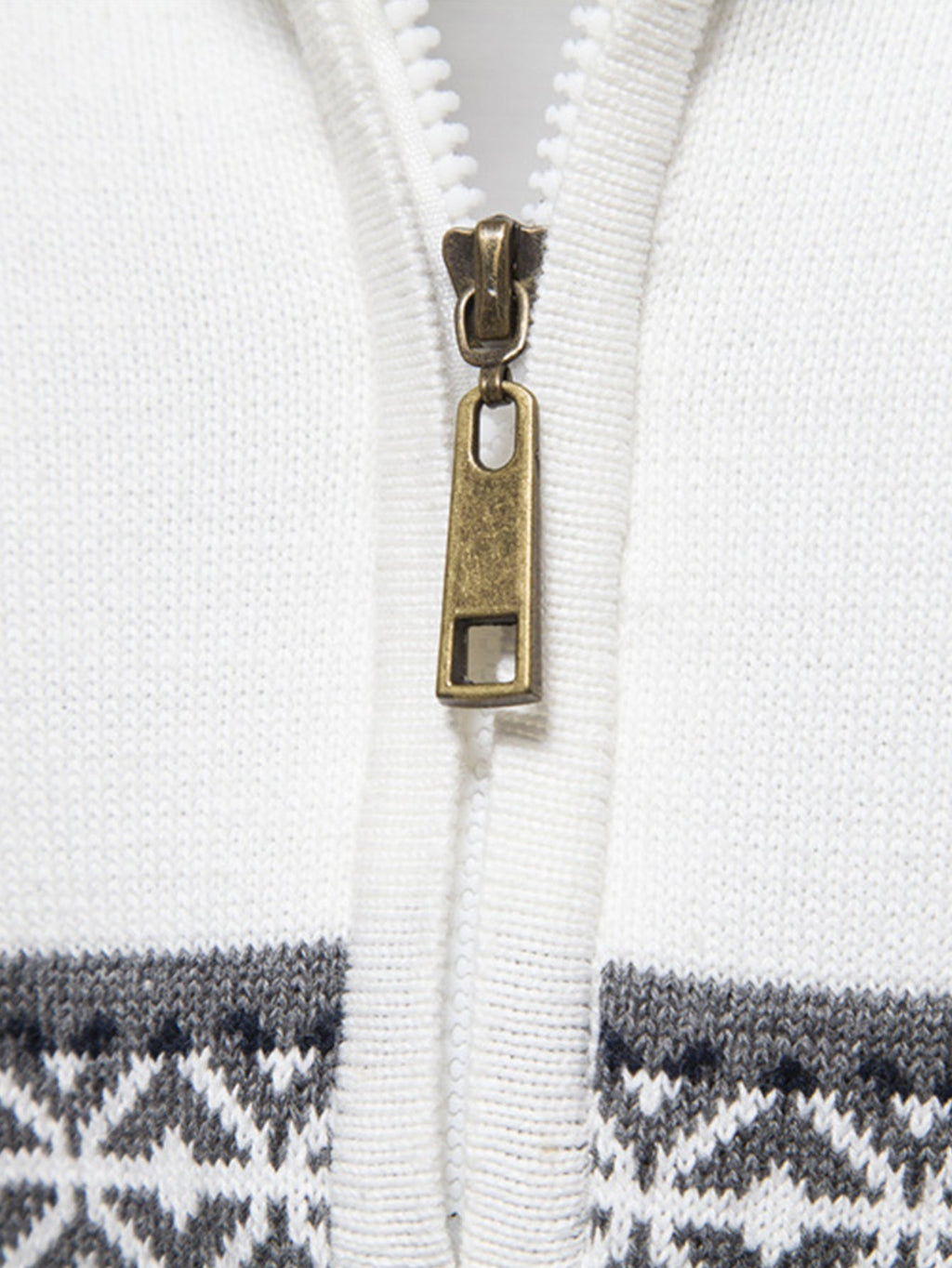 Lincoln - Contrast Pattern Jacquard Quarter-Zip Sweater