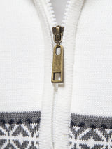 Lincoln - Contrast Pattern Jacquard Quarter-Zip Sweater