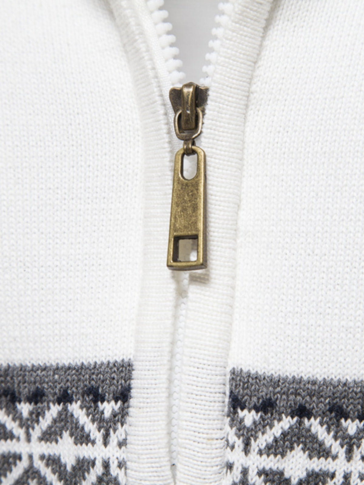 Lincoln - Contrast Pattern Jacquard Quarter-Zip Sweater