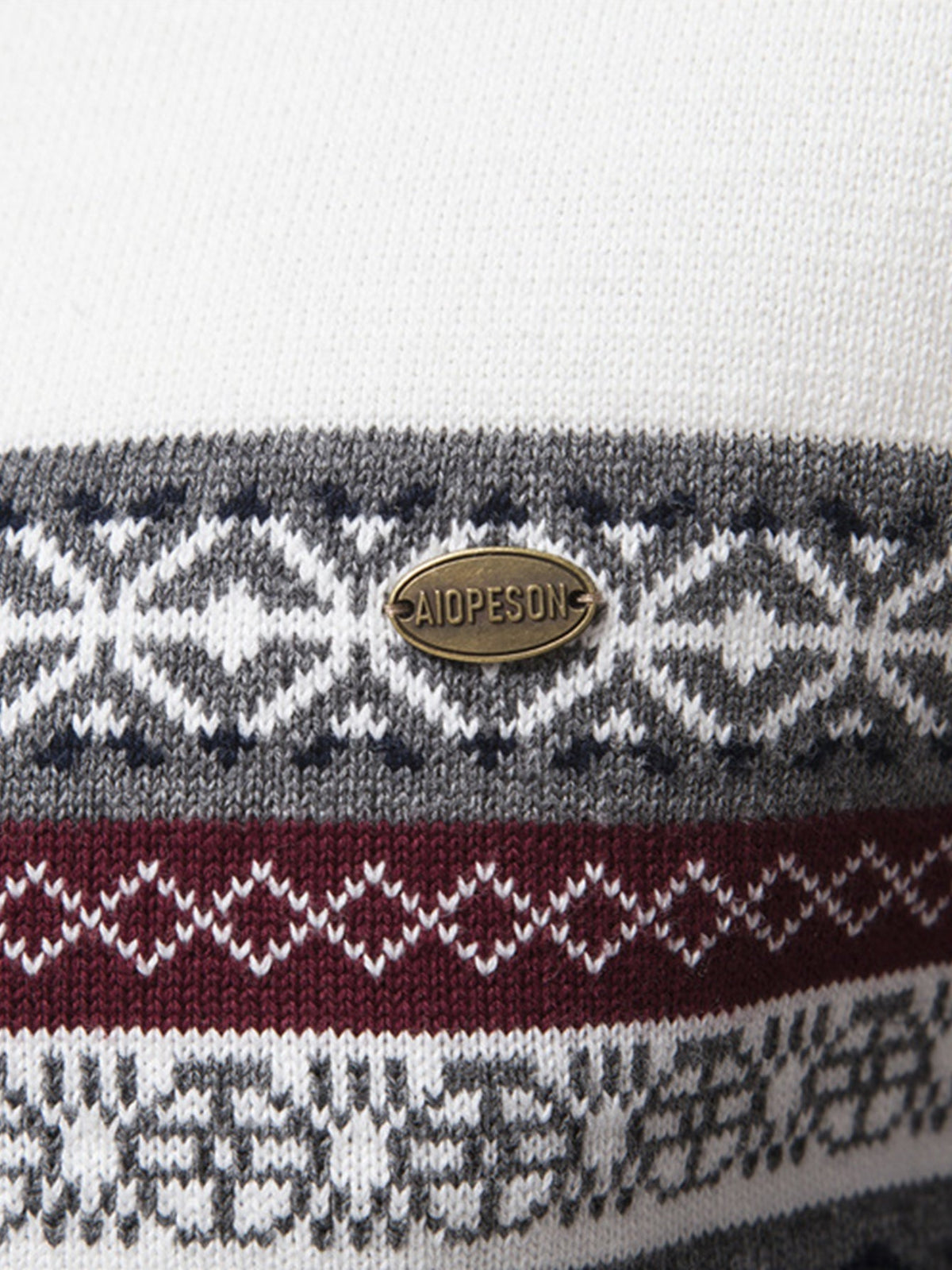 Lincoln - Contrast Pattern Jacquard Quarter-Zip Sweater