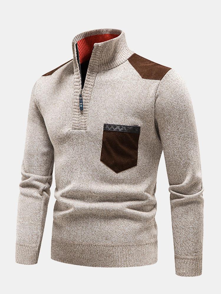 Malcolm - Contrast Pocket Panel Half-Zip Sweater