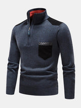 Malcolm - Contrast Pocket Panel Half-Zip Sweater