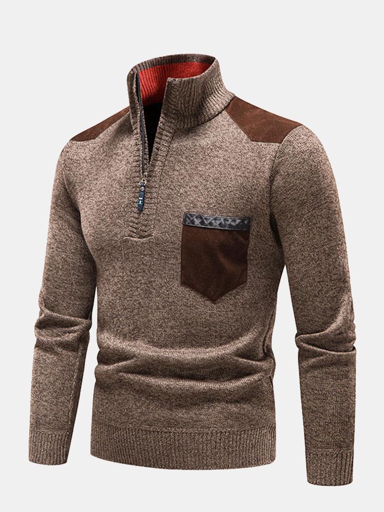 Malcolm - Contrast Pocket Panel Half-Zip Sweater