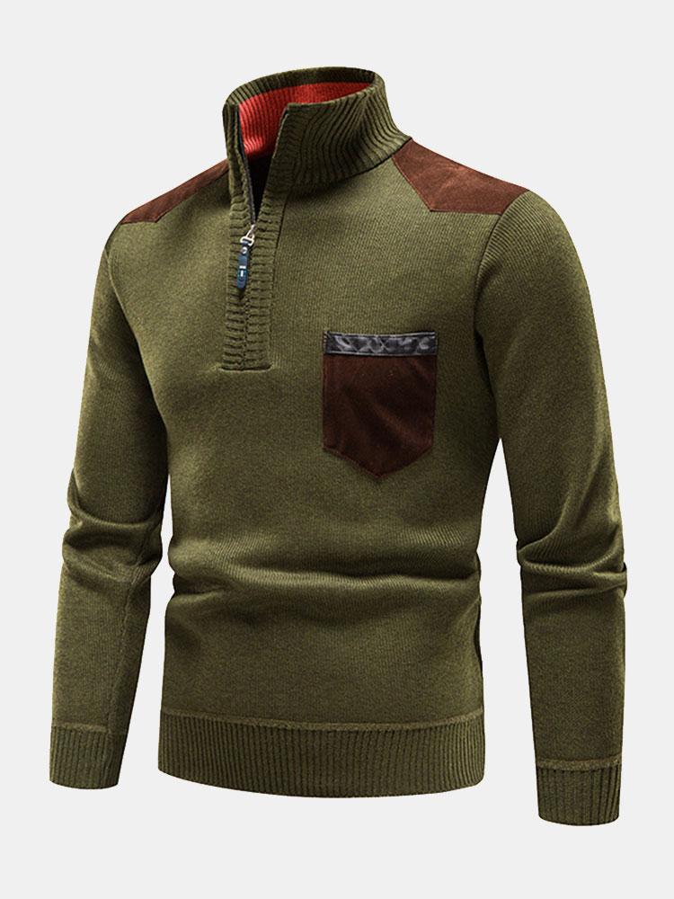 Malcolm - Contrast Pocket Panel Half-Zip Sweater