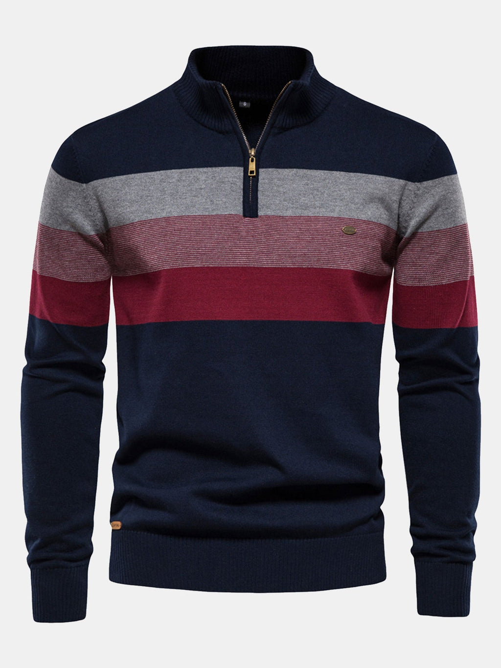 Miles - Contrast Striped Quarter-Zip Sweater