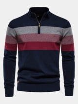 Miles - Contrast Striped Quarter-Zip Sweater