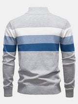Miles - Contrast Striped Quarter-Zip Sweater