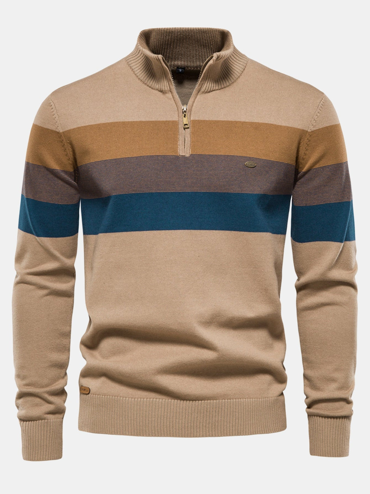 Miles - Contrast Striped Quarter-Zip Sweater