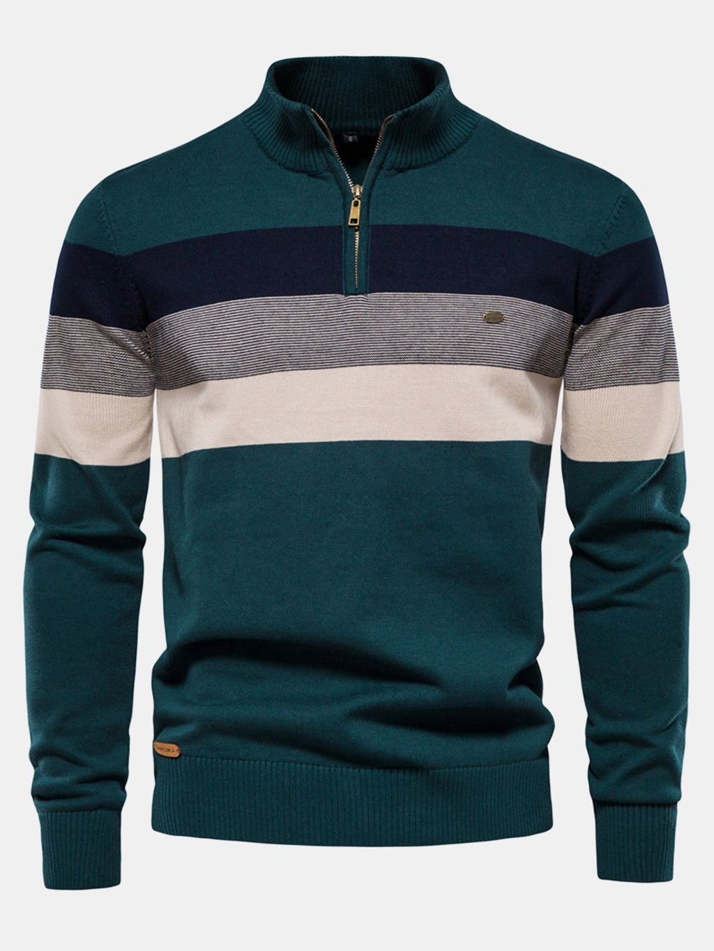 Miles - Contrast Striped Quarter-Zip Sweater