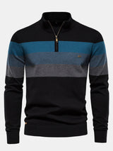 Miles - Contrast Striped Quarter-Zip Sweater