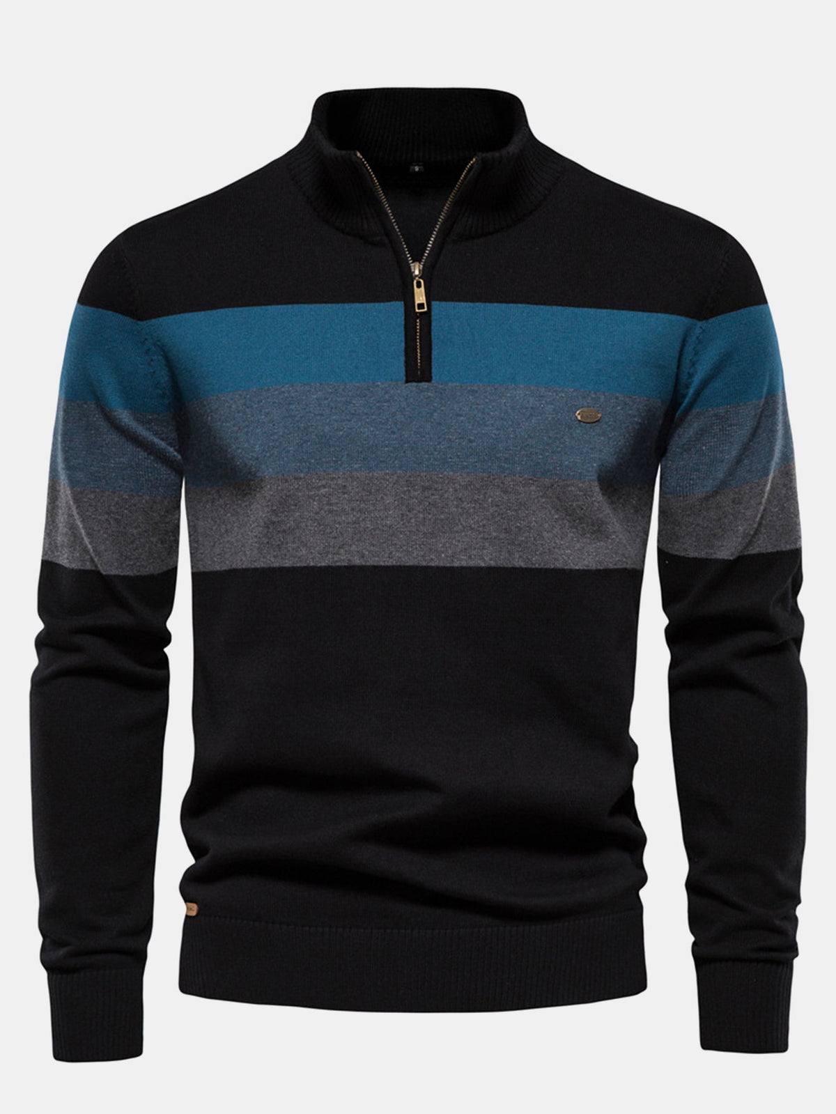 Miles - Contrast Striped Quarter-Zip Sweater