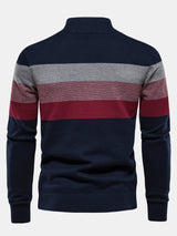 Miles - Contrast Striped Quarter-Zip Sweater
