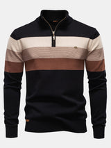 Miles - Contrast Striped Quarter-Zip Sweater