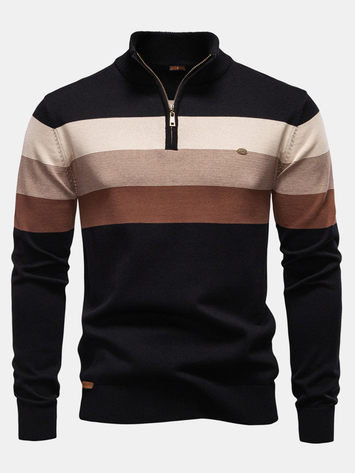 Miles - Contrast Striped Quarter-Zip Sweater