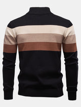 Miles - Contrast Striped Quarter-Zip Sweater