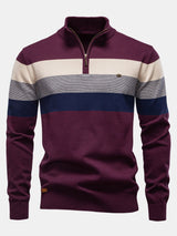 Miles - Contrast Striped Quarter-Zip Sweater