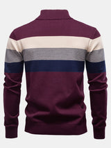 Miles - Contrast Striped Quarter-Zip Sweater