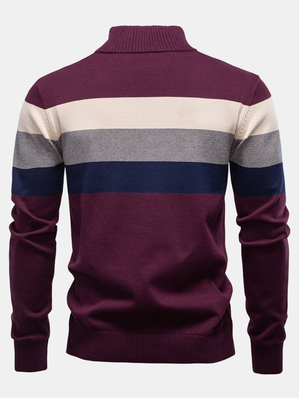 Miles - Contrast Striped Quarter-Zip Sweater