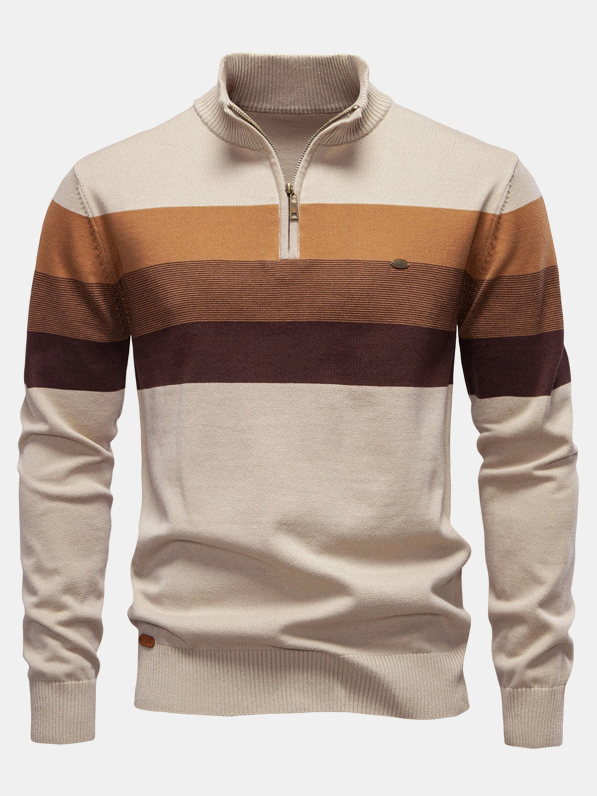 Miles - Contrast Striped Quarter-Zip Sweater