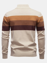 Miles - Contrast Striped Quarter-Zip Sweater