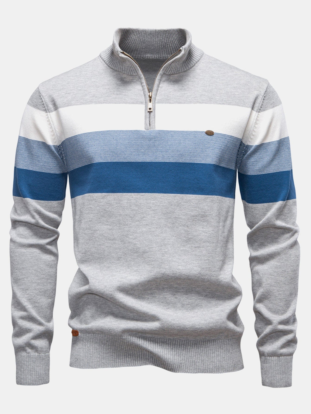 Miles - Contrast Striped Quarter-Zip Sweater