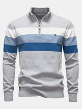 Miles - Contrast Striped Quarter-Zip Sweater