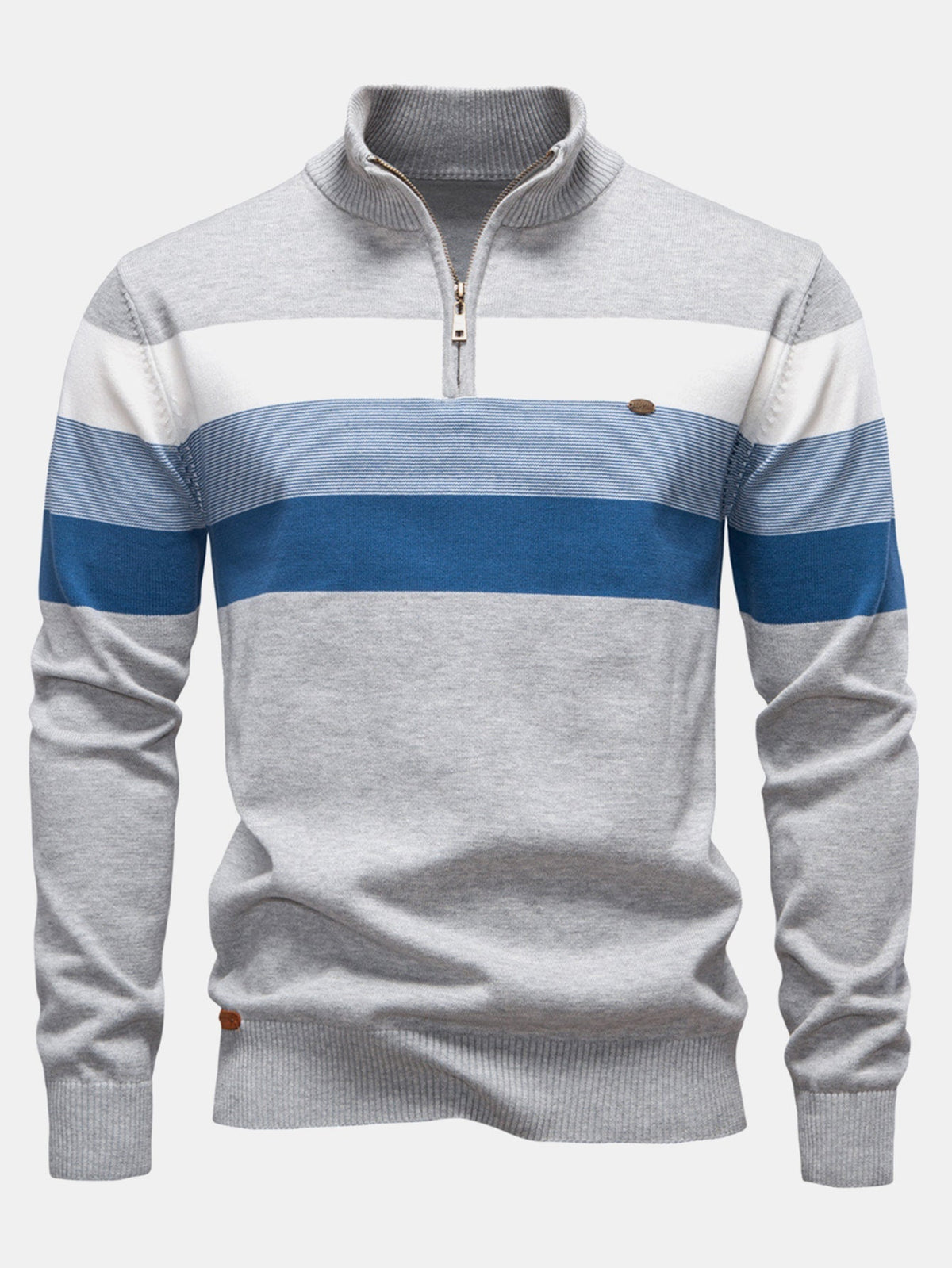 Miles - Contrast Striped Quarter-Zip Sweater