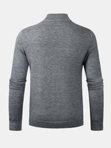 Silas - Checked Stand Collar Quarter-Zip Sweater