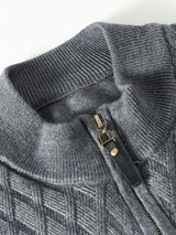 Silas - Checked Stand Collar Quarter-Zip Sweater