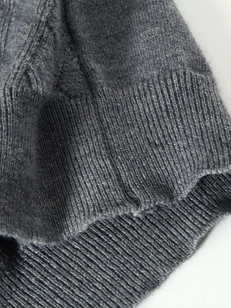 Silas - Checked Stand Collar Quarter-Zip Sweater