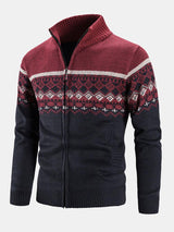 Weston - Geometric Print Zip Sweater