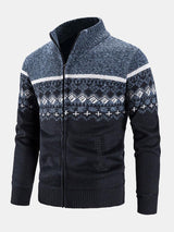Weston - Geometric Print Zip Sweater