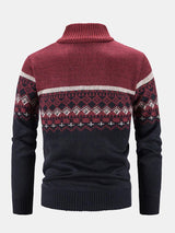 Weston - Geometric Print Zip Sweater