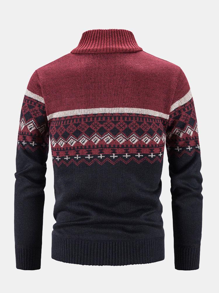 Weston - Geometric Print Zip Sweater