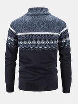 Weston - Geometric Print Zip Sweater