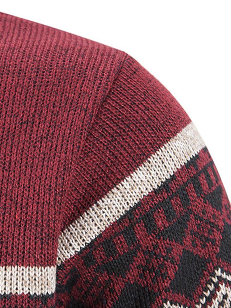 Weston - Geometric Print Zip Sweater