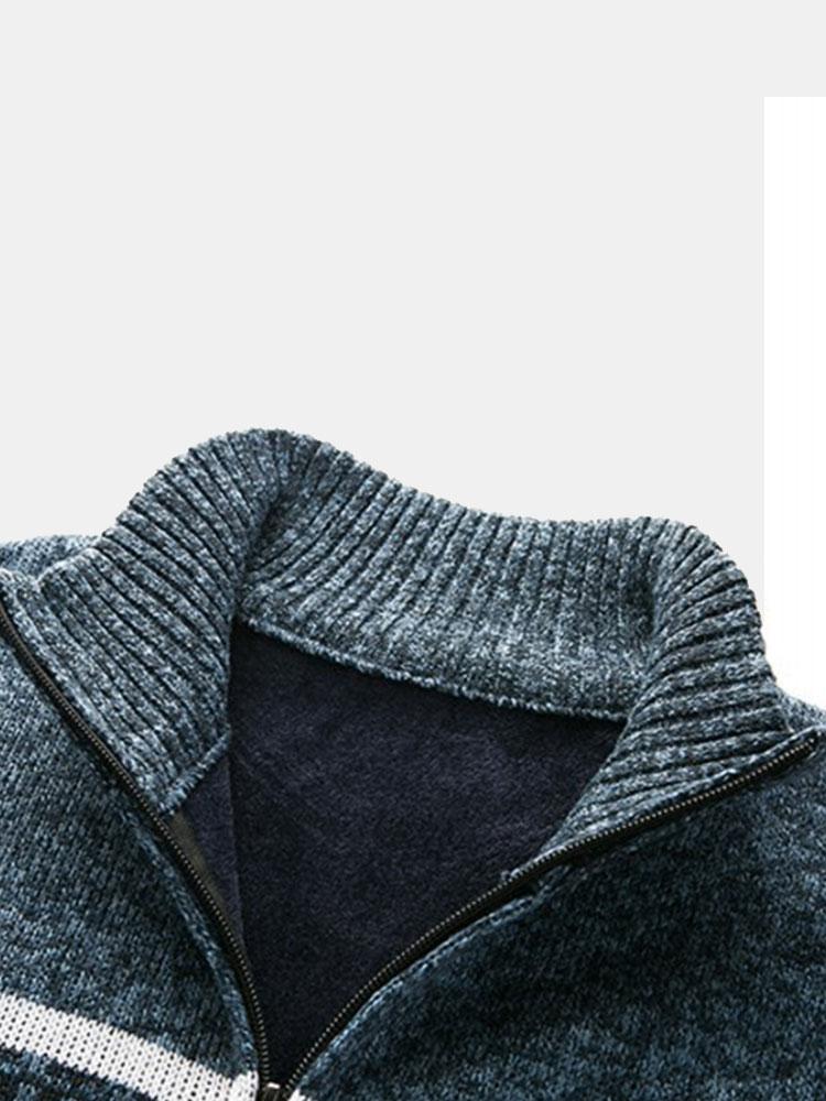 Weston - Geometric Print Zip Sweater