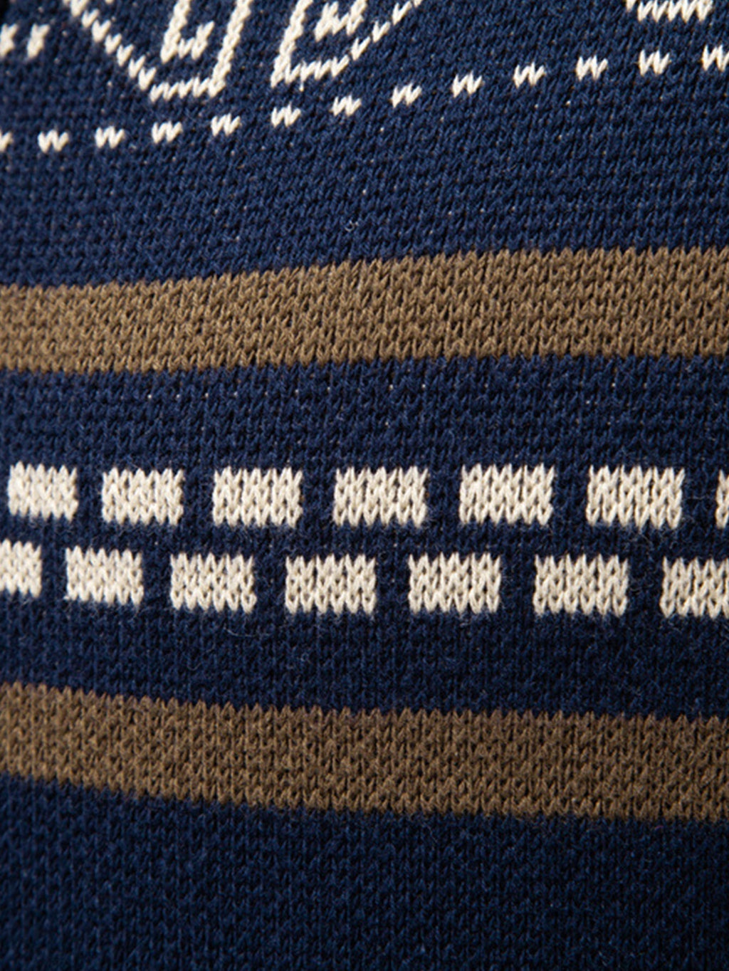 Callum - Geometric Jacquard Stand Collar Zip Sweater