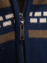 Callum - Geometric Jacquard Stand Collar Zip Sweater