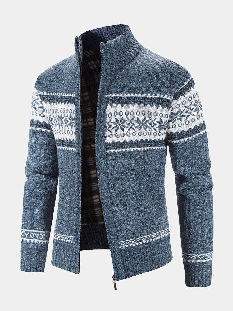 Declan - Geometric Pattern Zip Sweater
