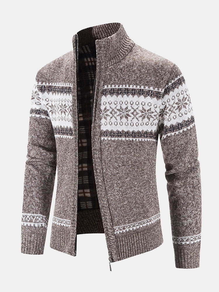 Declan - Geometric Pattern Zip Sweater