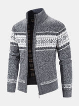 Declan - Geometric Pattern Zip Sweater