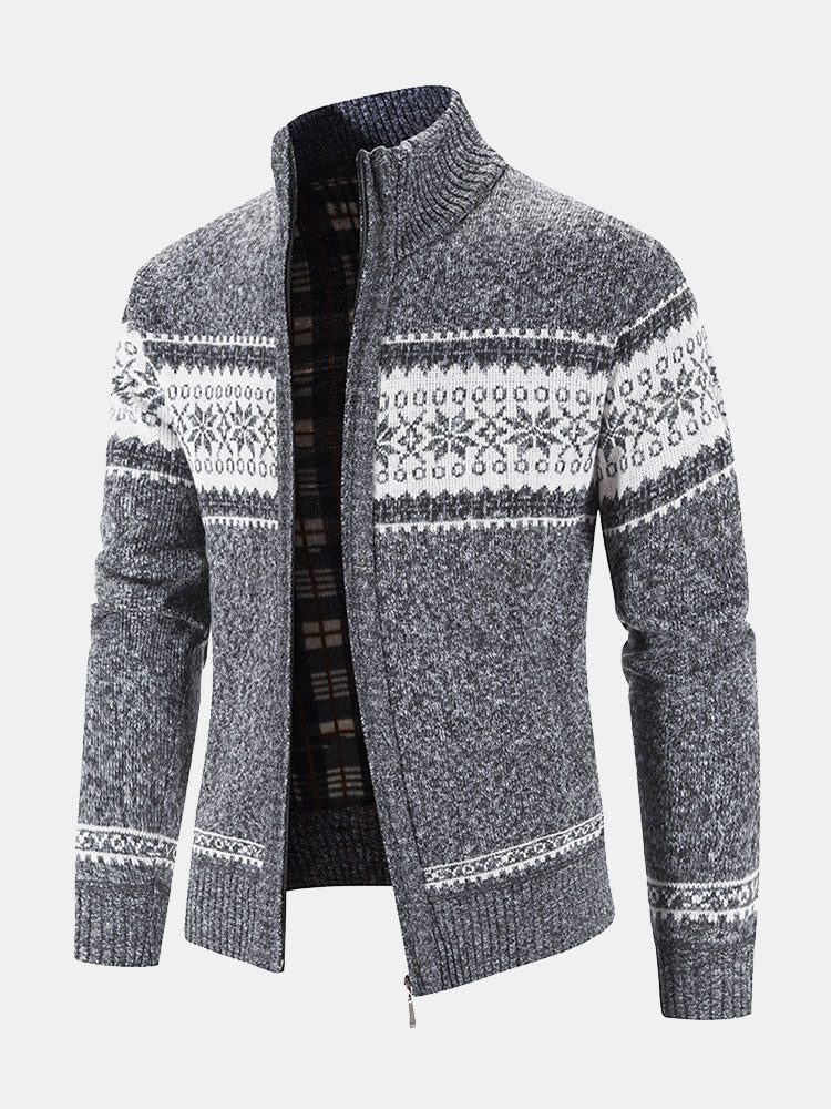 Declan - Geometric Pattern Zip Sweater
