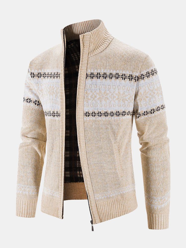 Declan - Geometric Pattern Zip Sweater