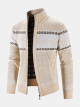 Declan - Geometric Pattern Zip Sweater
