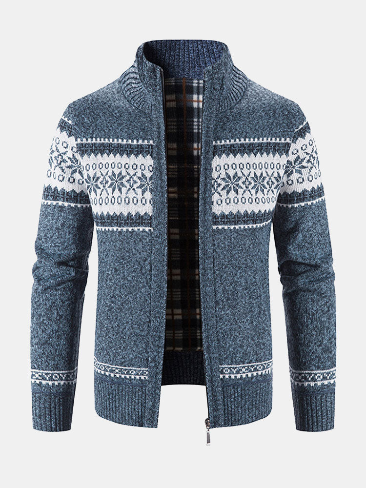 Declan - Geometric Pattern Zip Sweater