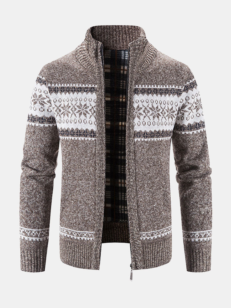 Declan - Geometric Pattern Zip Sweater