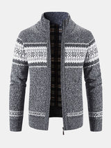 Declan - Geometric Pattern Zip Sweater