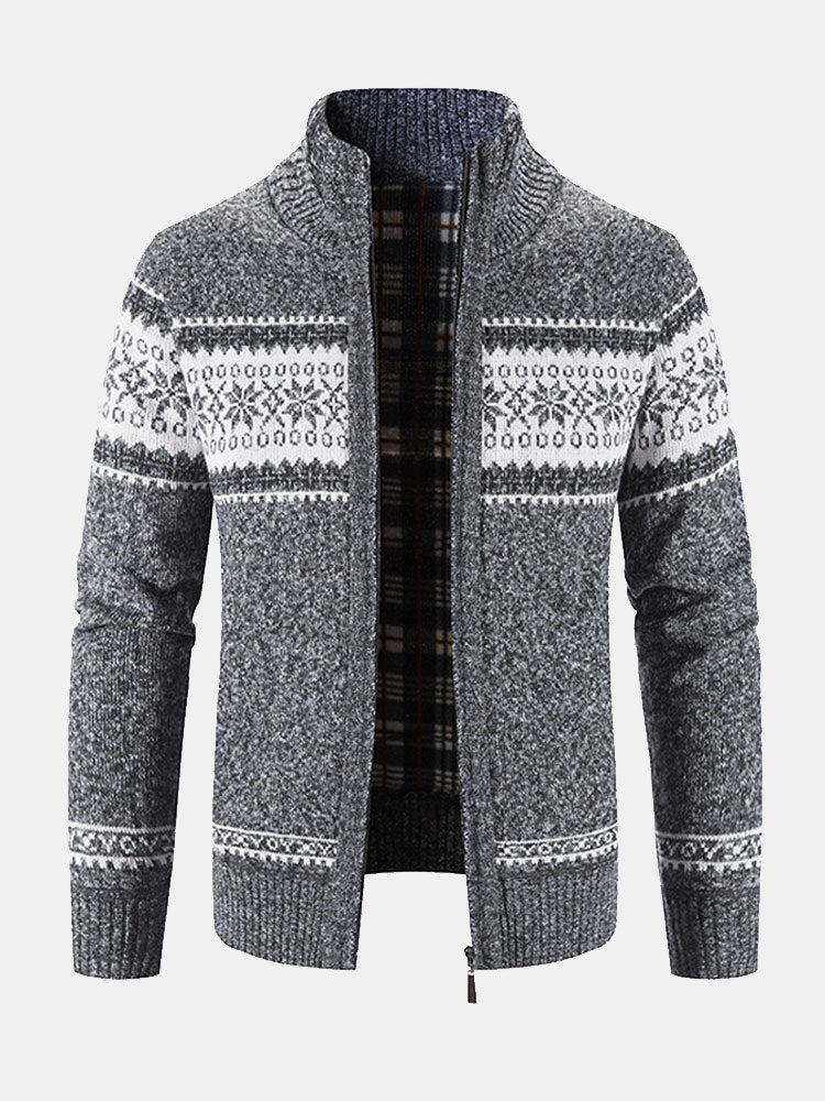 Declan - Geometric Pattern Zip Sweater