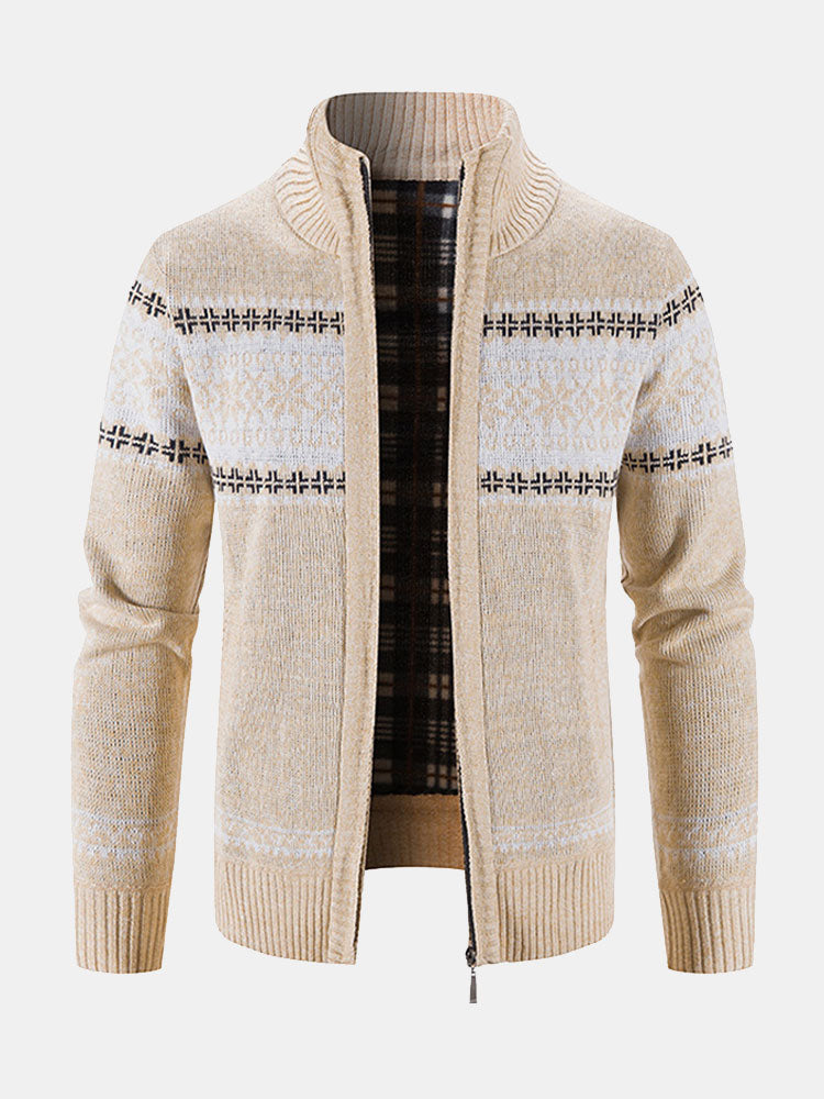 Declan - Geometric Pattern Zip Sweater